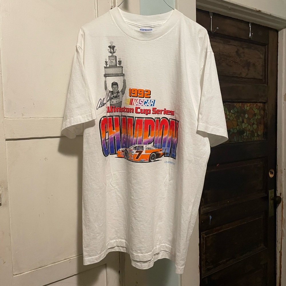 AllSport Vintage White NASCAR Graphic Single Stitch 1992 Tee